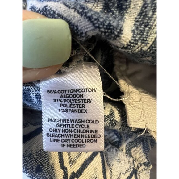 Ann Taylor Loft Women 0 White/Blue Geometric Print Shorts Beach Resort Wear - Picture 4 of 8